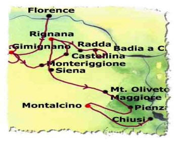 map of Tuscany walking tour