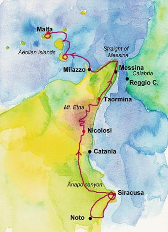 map of Sicily Walking tour