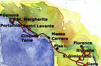 map of Tuscany walking tour
