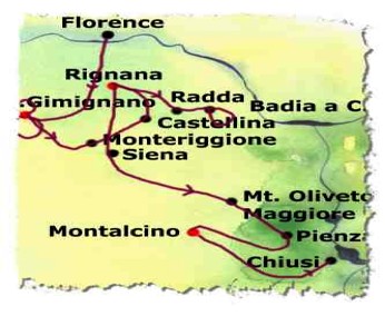 map of Tuscany walking tour